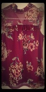 No Boundaries Maroon Flowery Top